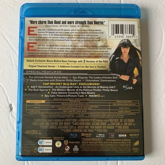 Salt (Blu-ray Disc, 2010, Canadian Unrated Deluxe Extended Edition) - Picture 2 of 3